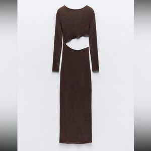 NWT Zara Long Textured Cut Out Dress